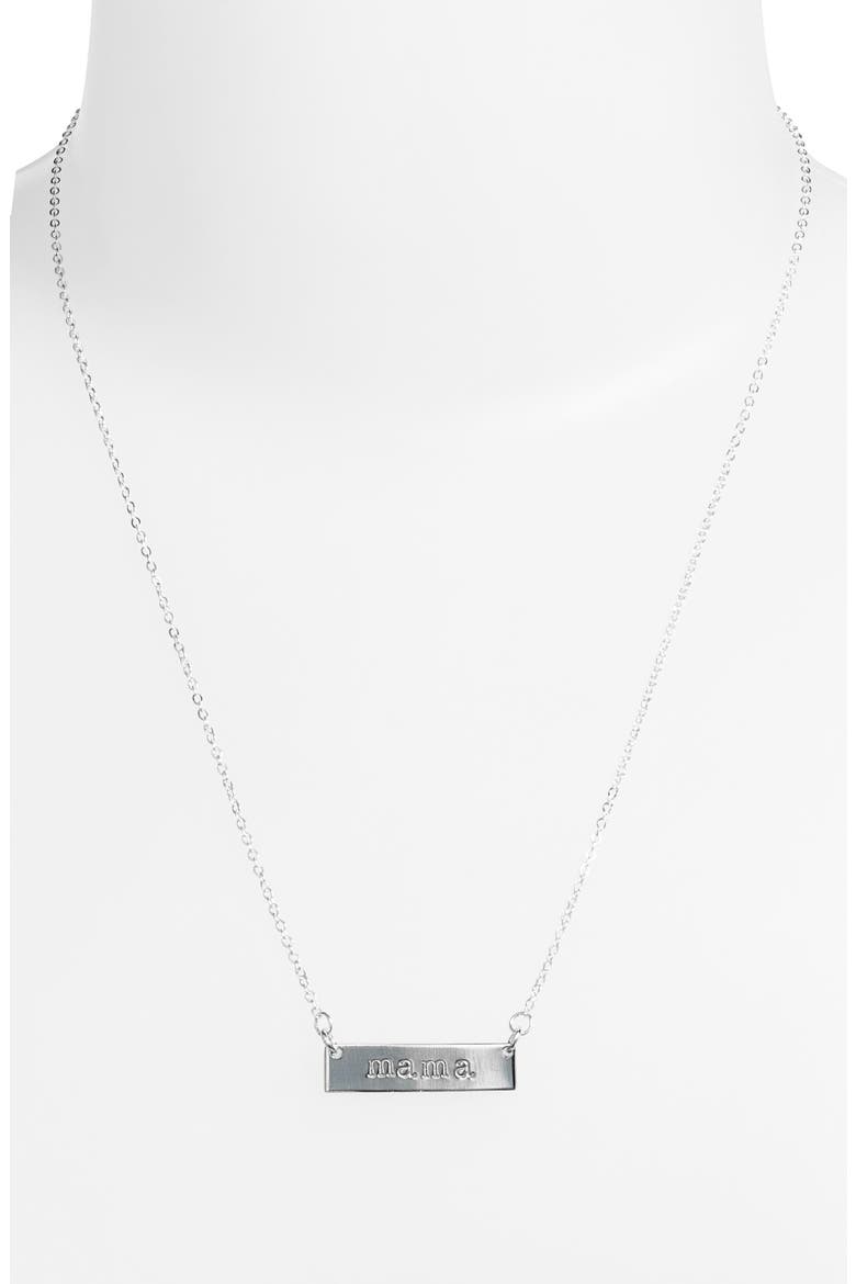 Mama Bar Pendant Necklace, Alternate, color, STERLING SILVER