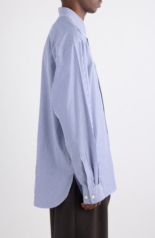 Dries Van Noten Croom Stripe Button-up Shirt In Blue