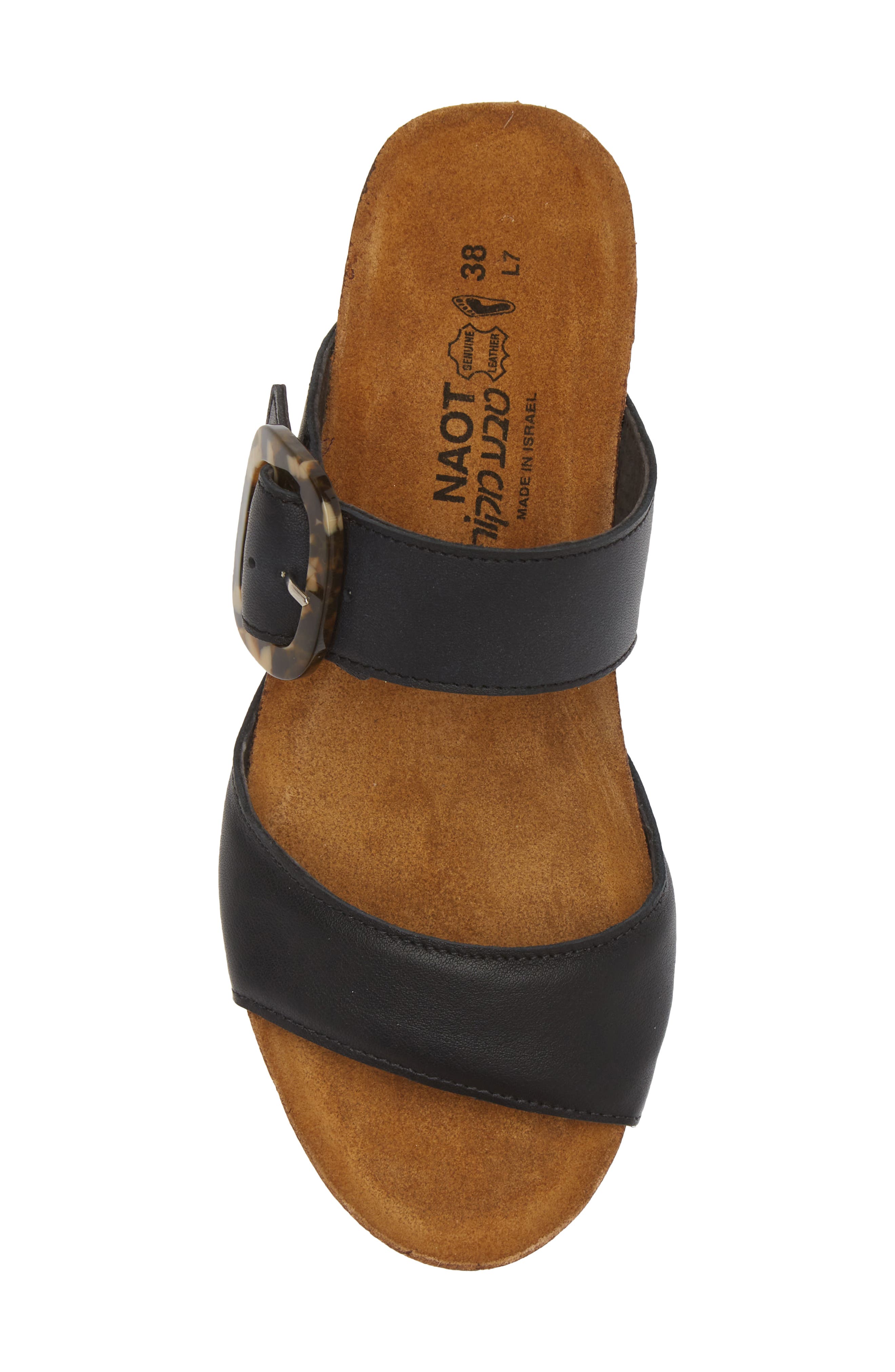 Kingdom Wedge Slide Sandal, Alternate, color, JET BLACK LEATHER