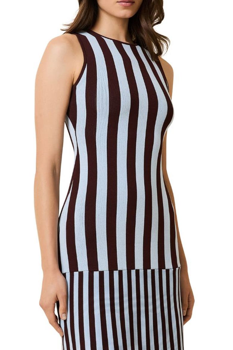 The Lucerne Mixed Stripe Knit Dress, Alternate, color, TWILIGHT / RAISIN BROWN