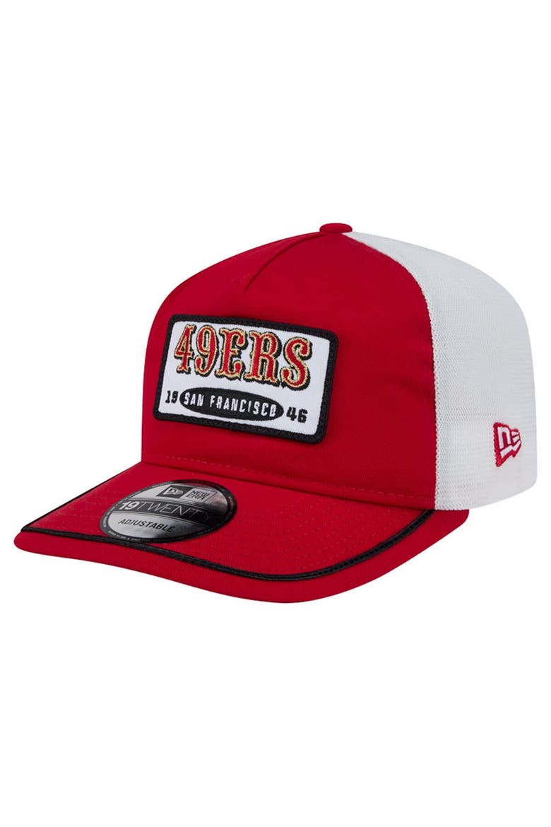 Men's New Era Scarlet/White San Francisco 49ers Patch 19TWENTY Adjustable Hat, Main, color, Scarlet