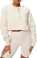 Good American Collarless Half Zip Sweatshirt