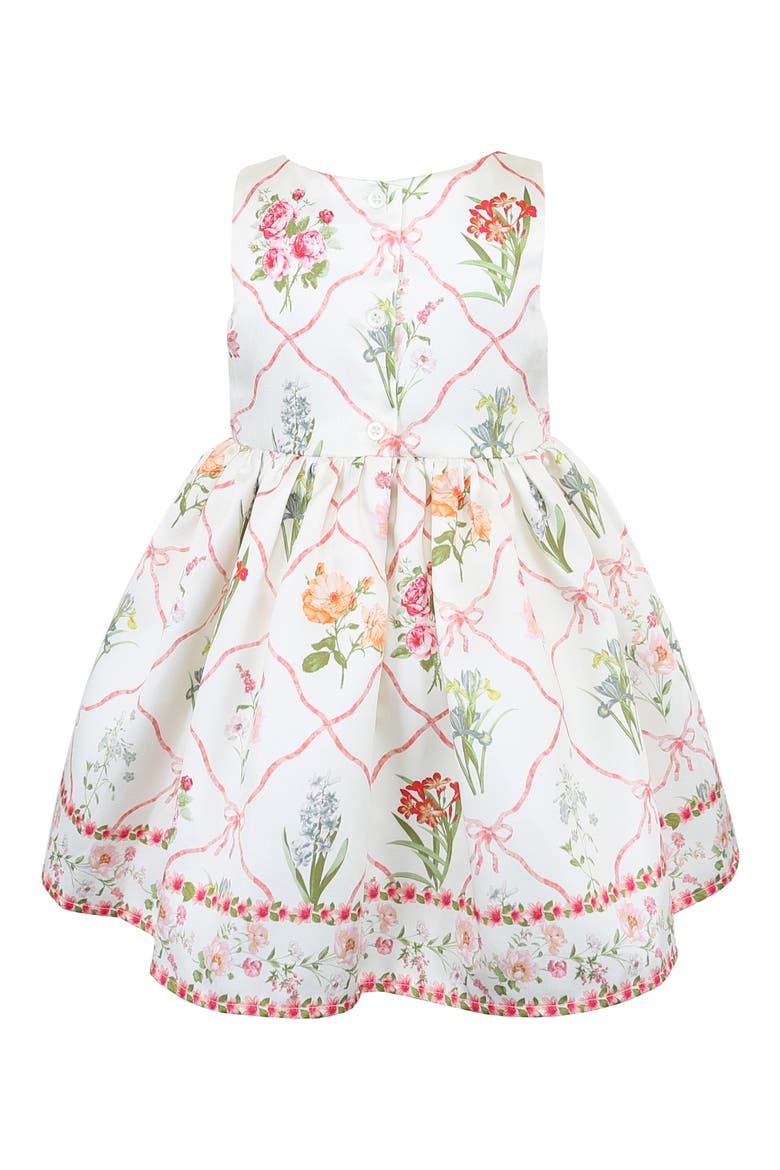 Lattice Floral Print Sleeveless Party Dress, Alternate, color, IVORY MULTI