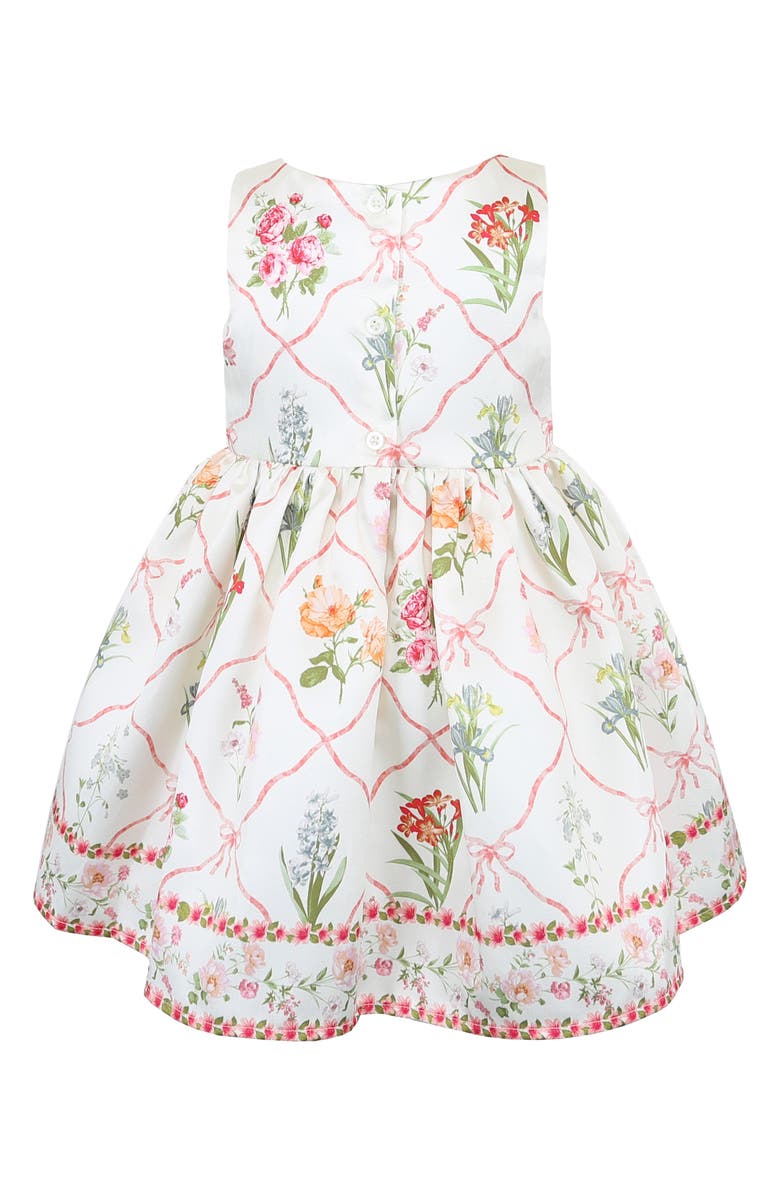 Zunie Kids' Lattice Floral Print Sleeveless Party Dress, Alternate, color, Ivory Multi