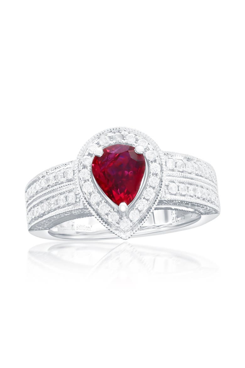 14K Gold Burma Ruby & Diamond Ring, Main, color, Red