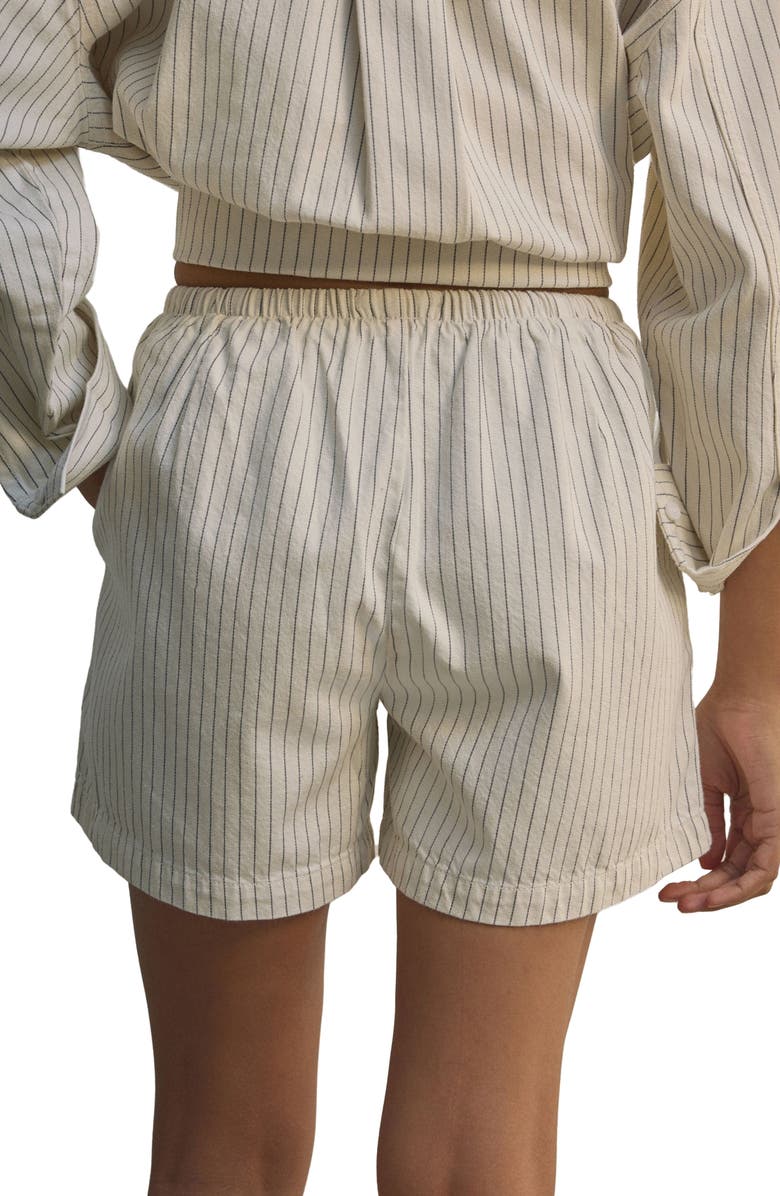 NEXT Pinstripe Cotton Drawstring Shorts, Alternate, color, White