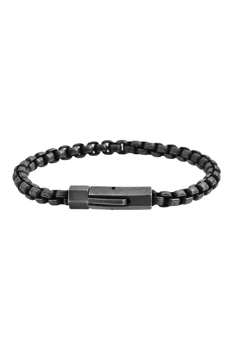 Box Chain Bracelet, Main, color, BLACK