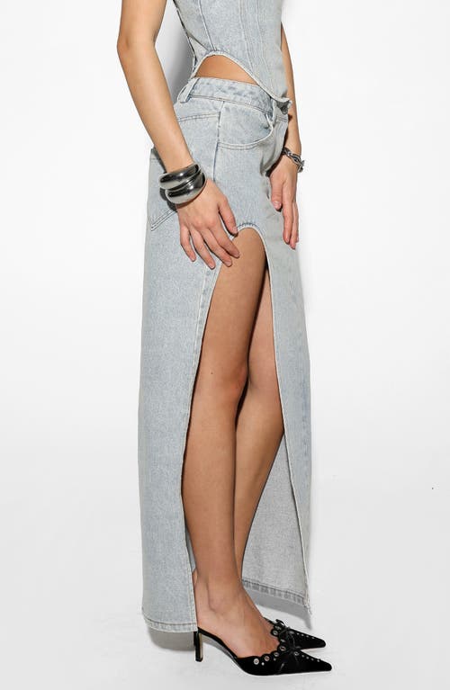 By.dyln Zayne Denim Maxi Skirt In Blue Denim