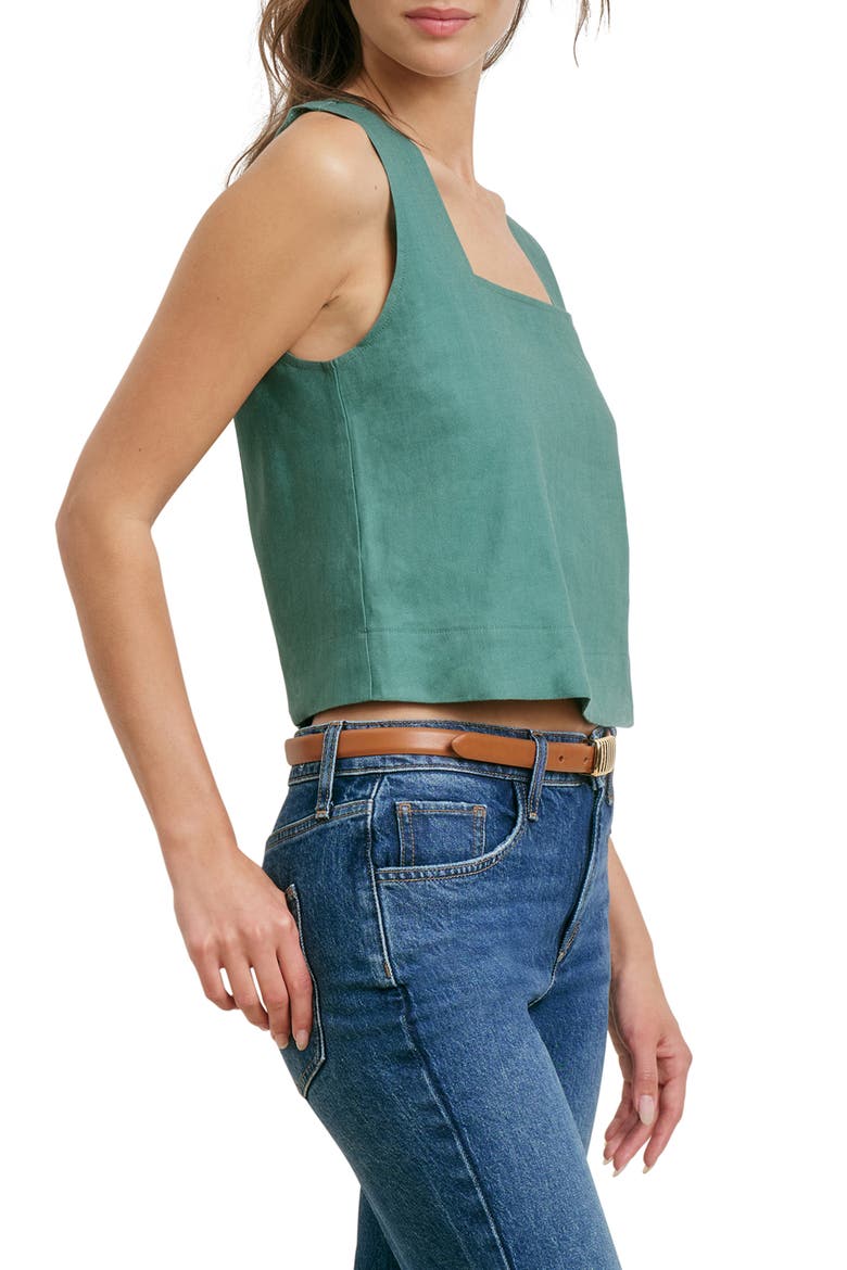 The Abby Linen Blend Square Neck Crop Shell, Alternate, color, EMERALD