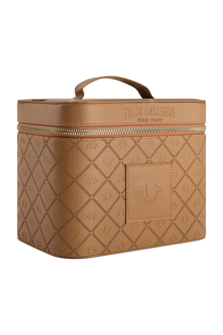 Large Cosmetic Case with Mirror, Alternate, color, BROWN