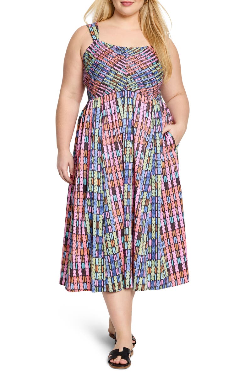 NIC+ZOE Sarah Rainbow Macaroon Sleeveless Stretch Cotton Maxi Dress, Main, color, Pink Multi