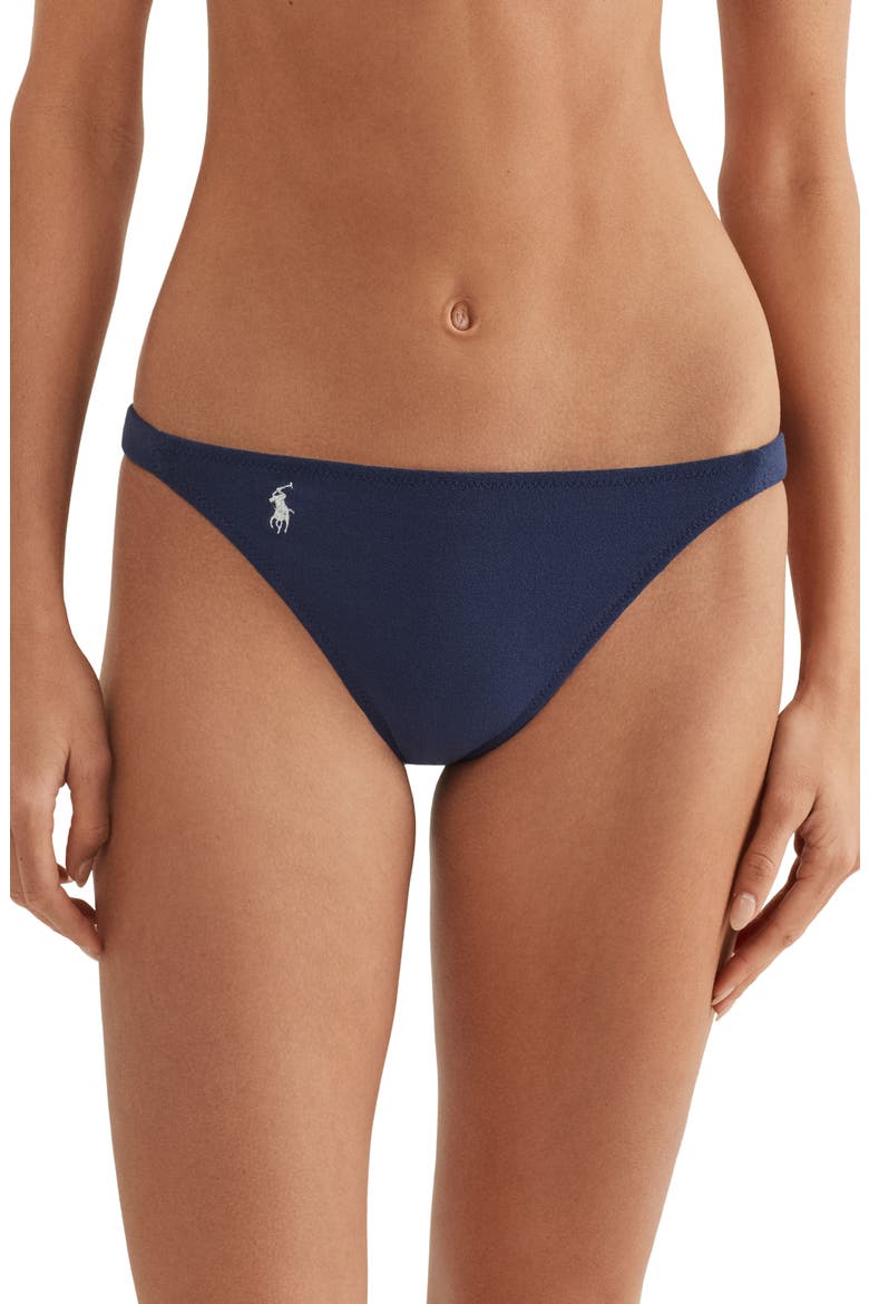 Devin Side Tab Hipster Bikini Bottoms, Main, color, NAVY