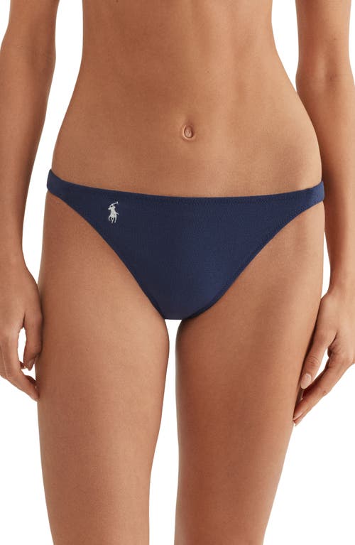 Polo Ralph Lauren Navy Blue Slip Bikini With Logo In Navy