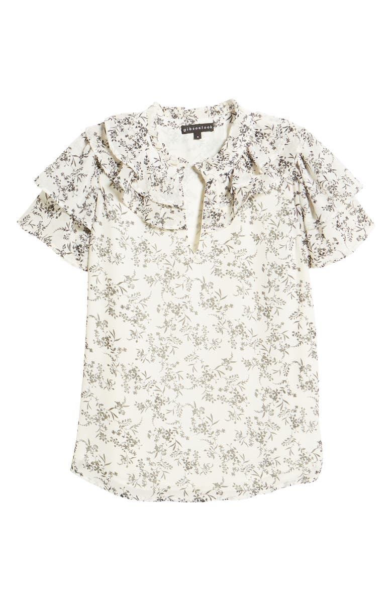 GIBSONLOOK Floral Flutter Sleeve Chiffon Top, Alternate, color, 