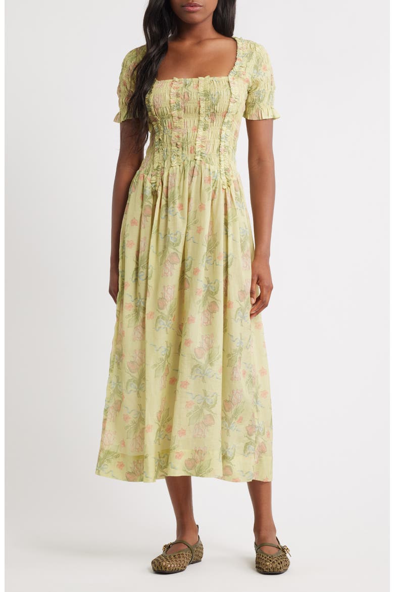 Raphaela Floral Midi Dress, Main, color, OLIVE
