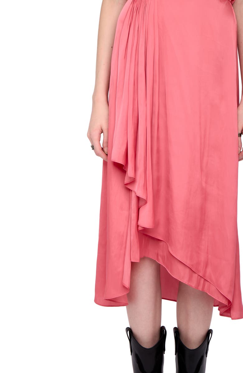 Zadig & Voltaire Randall Ruffle Satin Dress, Alternate, color, Tea Rose