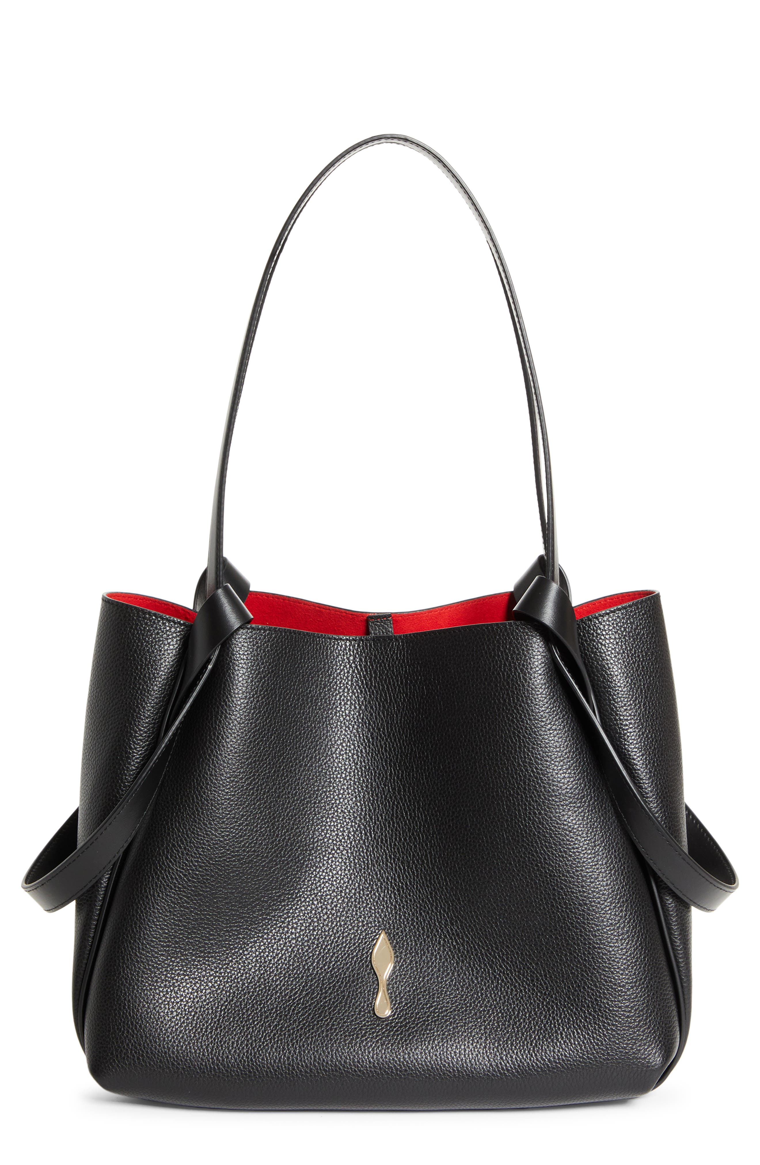 Christian Louboutin Small Bettina Leather Tote, Main, color, Bk01 Black