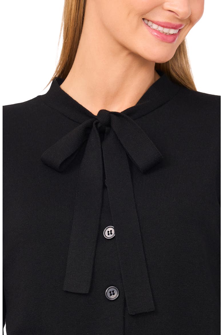 Tie Neck Cardigan, Alternate, color, RICH BLACK