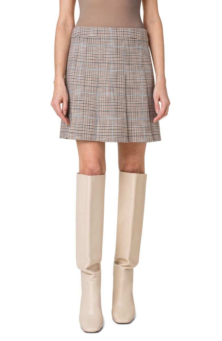 Akris punto Pleated Glen Plaid skirt, Main, color,