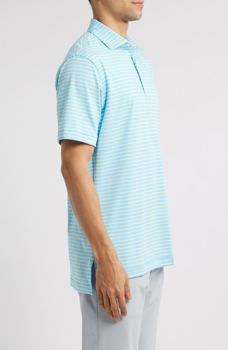 Peter Millar Dunnes Stripe Performance Jersey Polo, Alternate, color, Maya Blue