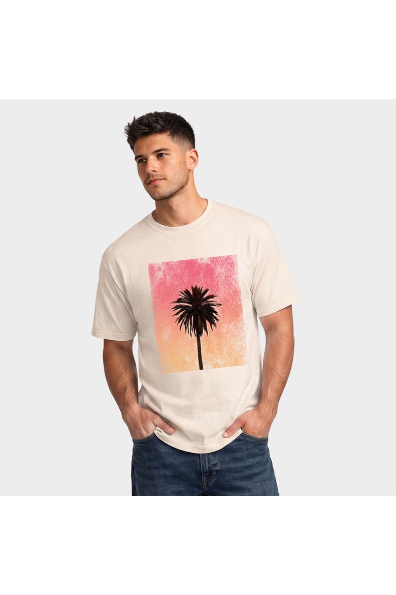 Sunset Palm Tree Distressed Garment Dyed T-Shirt, Alternate, color, Ivory