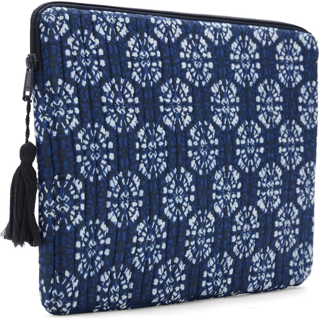 Mango Teen Print Quilted Cotton Laptop Case In Blue