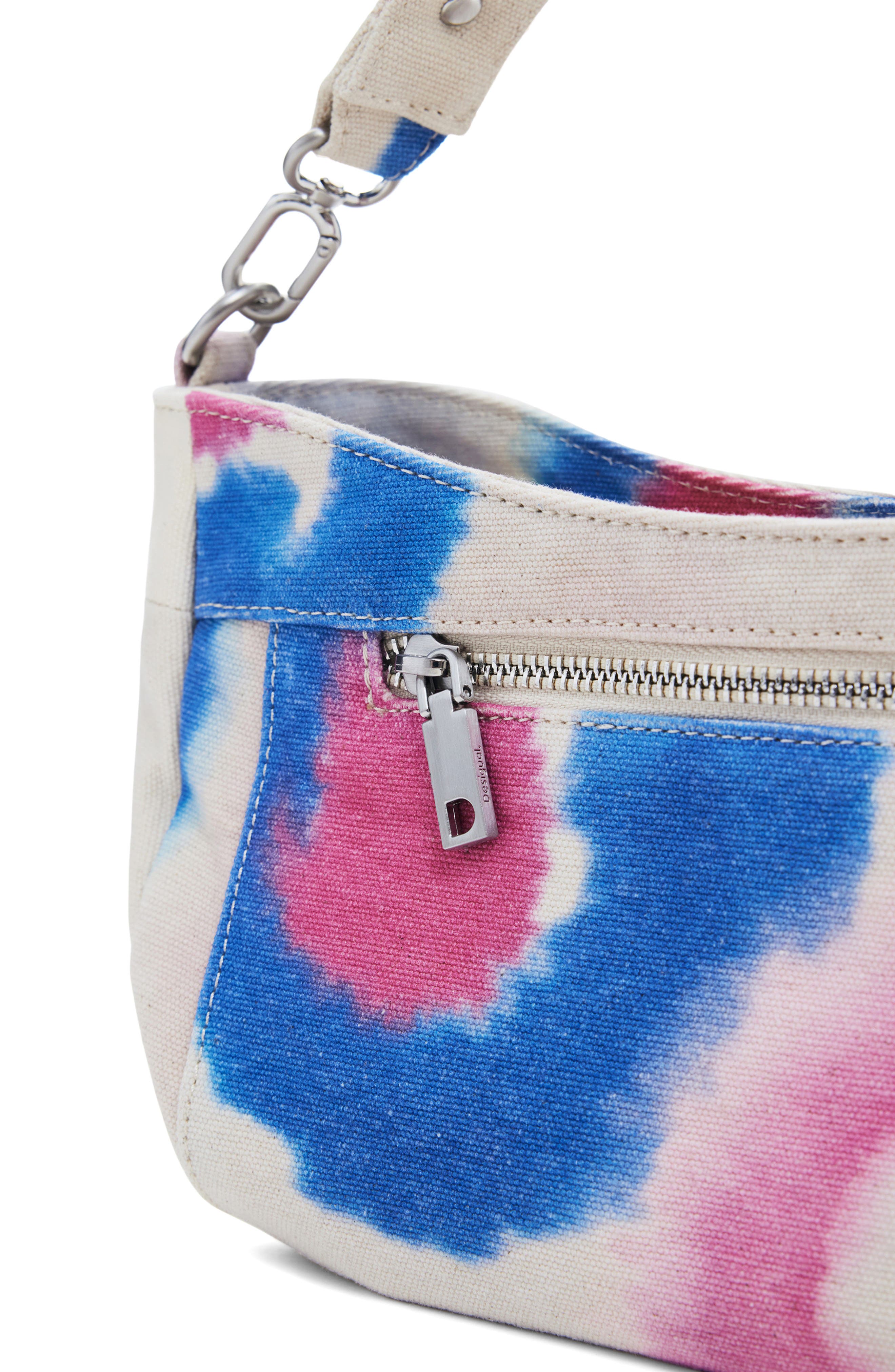 Desigual Print Canvas Shoulder Bag, Alternate, color, White