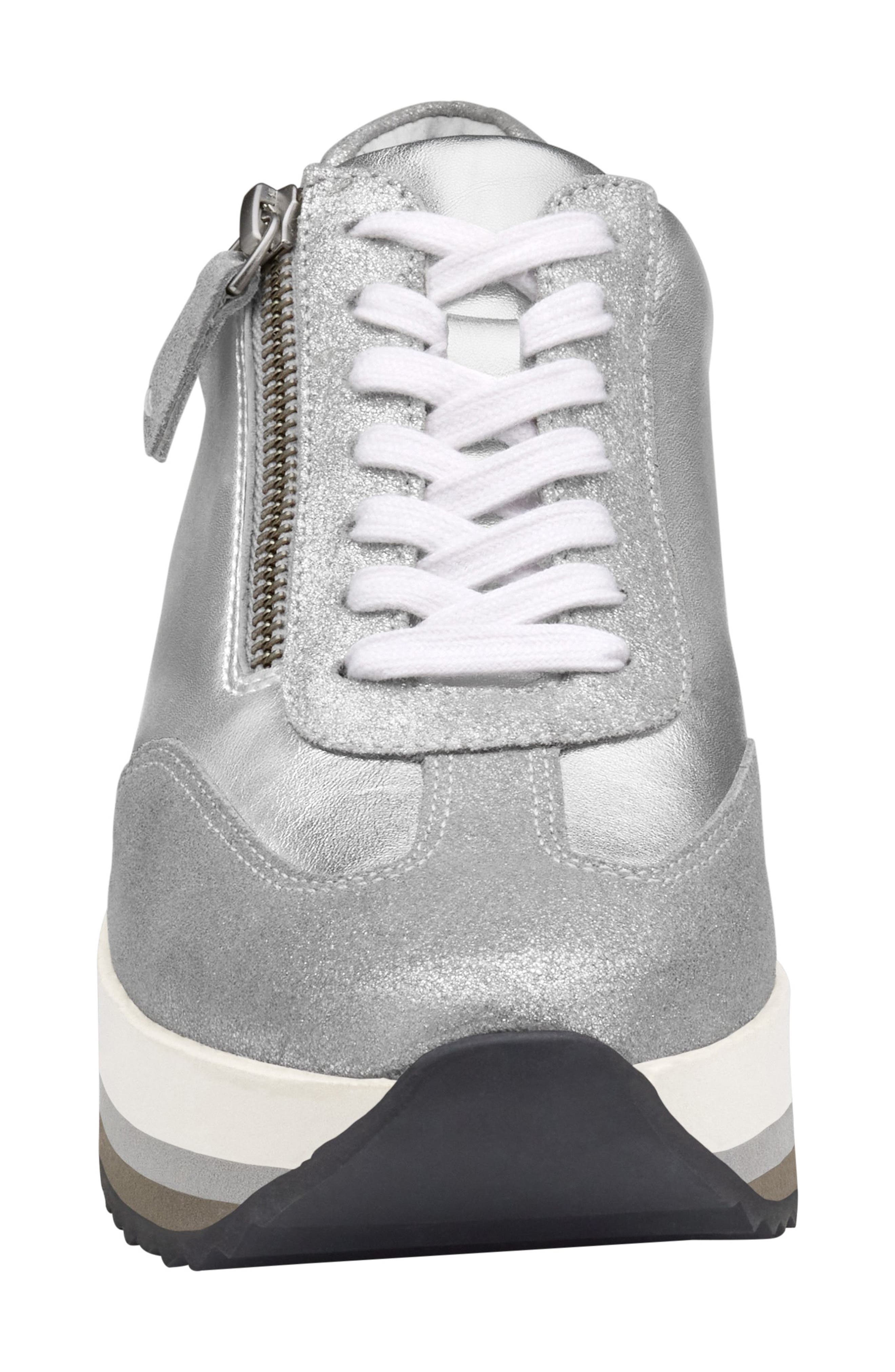 Gracie Side Zip Sneaker, Alternate, color, SILVER METALLIC