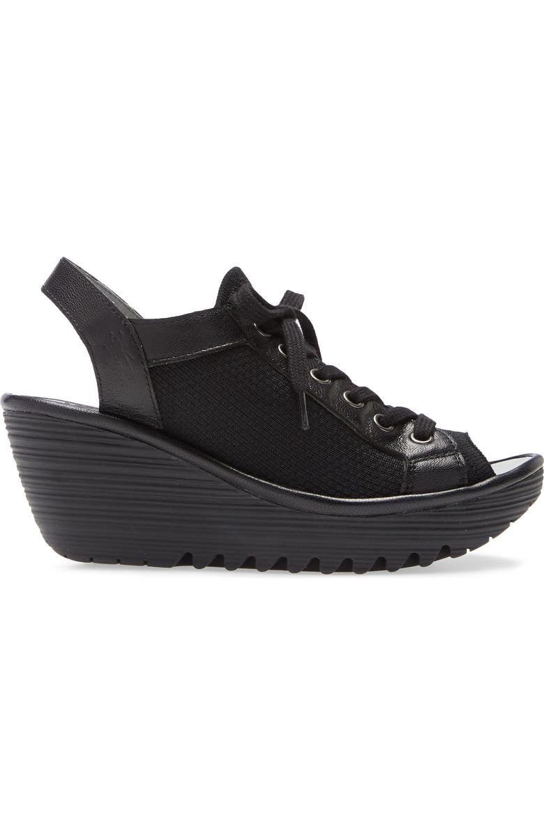 Fly London Yedu Lace-Up Wedge Sandal, Alternate, color,