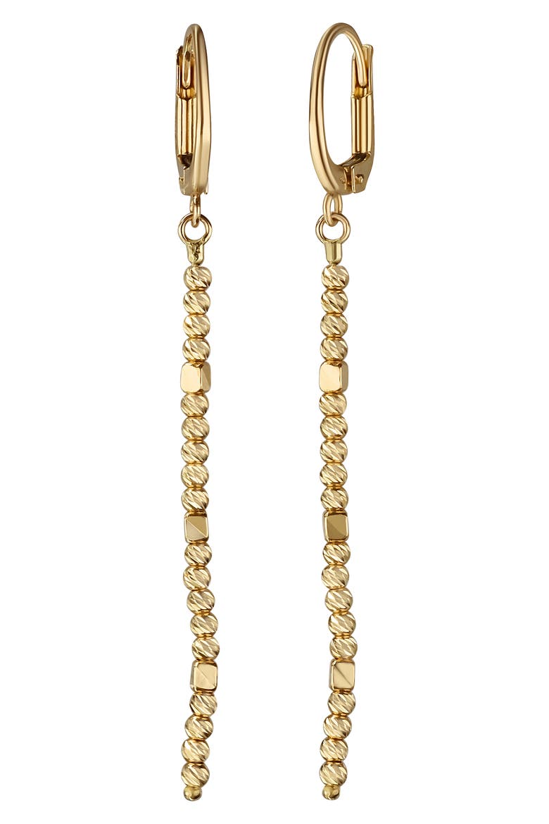 14K Gold Beaded Linear Drop Earrings (Nordstrom Exclusive), Main, color, 14K YELLOW GOLD