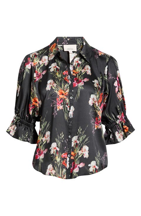 Fiona Iris Bouquet Button-Up Top