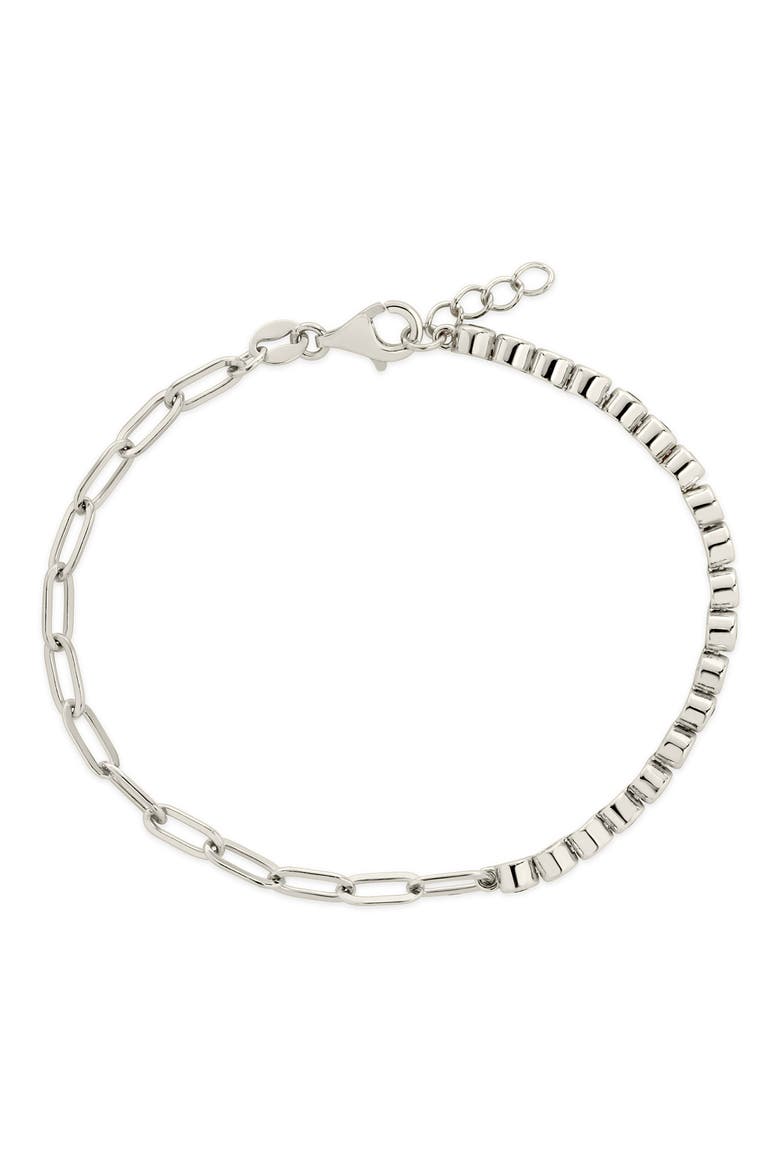 Cubic Zirconia Paper Clip Chain Tennis Bracelet, Alternate, color, SILVER