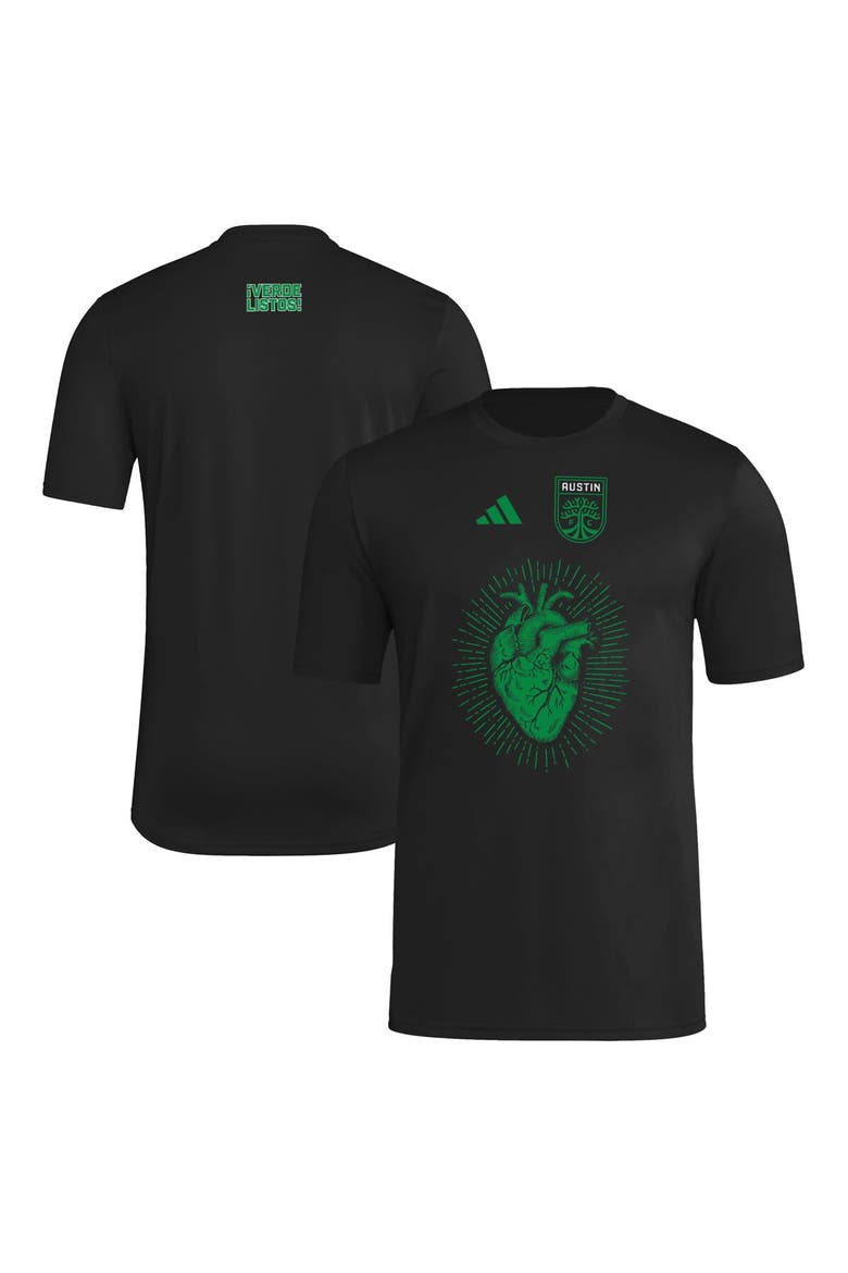 Men's adidas  Black Austin FC 2025 Jersey Hook AEROREADY T-Shirt, Main, color, Black