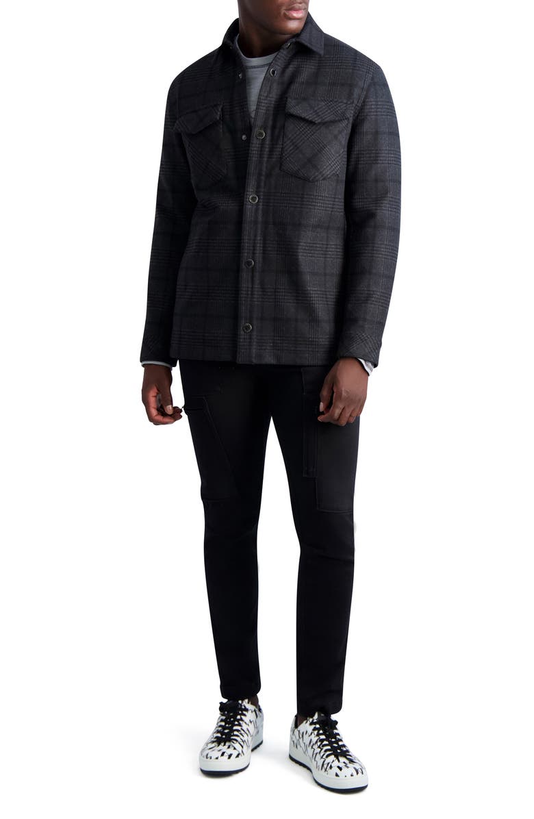 KARL LAGERFELD PARIS Plaid Shirt Jacket, Alternate, color, 