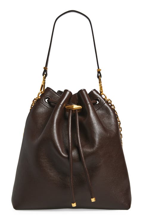 Cinch Leather Bucket Bag