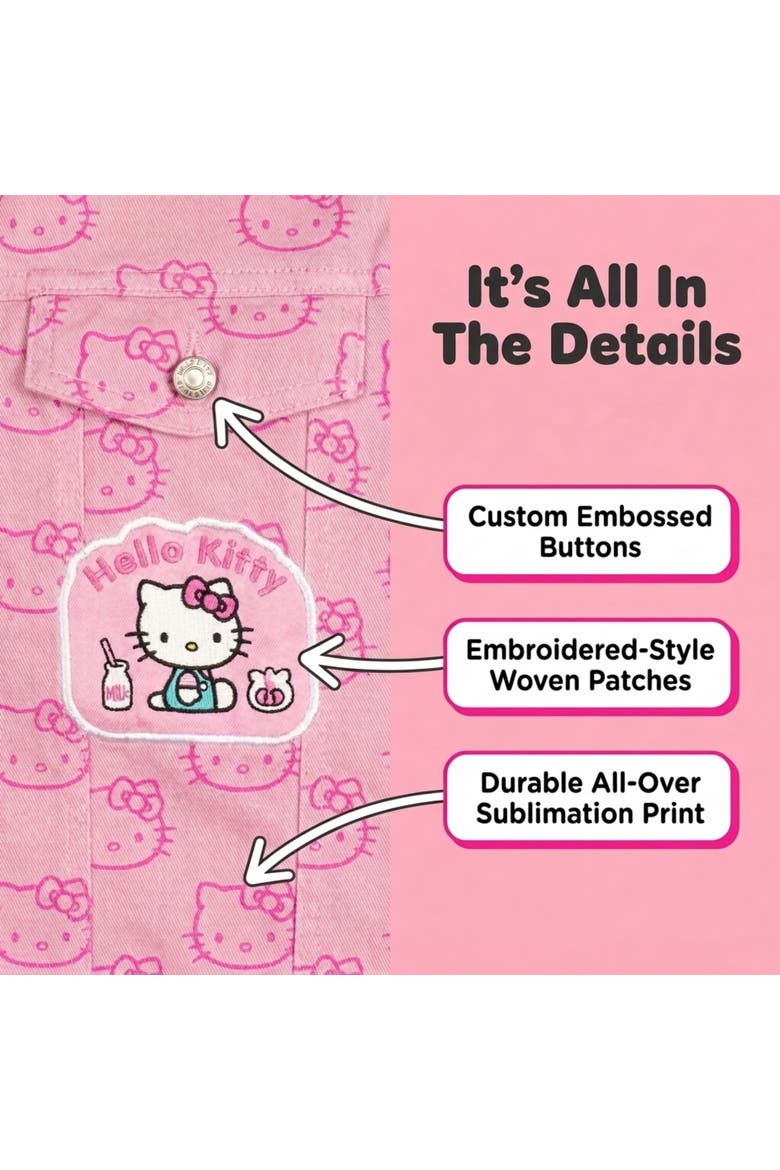 Denim Jacket, Alternate, color, Hello Kitty Pink