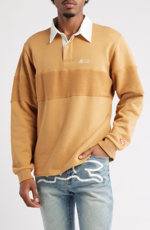 Icecream Box Fit Punchy Long Sleeve Cotton French Terry Polo In Yellow