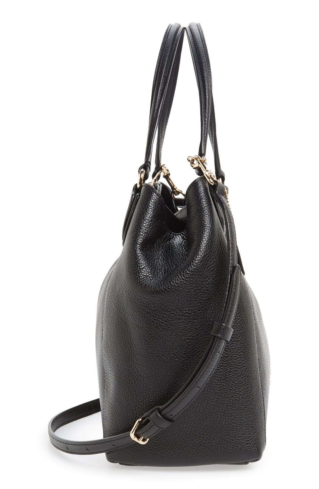 'Edie 28' Pebbled Leather Shoulder Bag, Alternate, color, BLACK