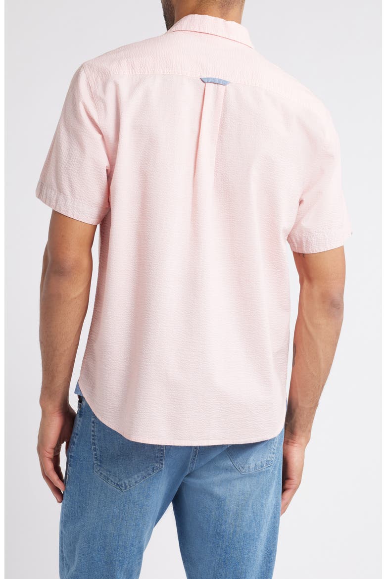 Nova Wave Short Sleeve Seersucker Button-Up Shirt, Alternate, color, PURE SALMON
