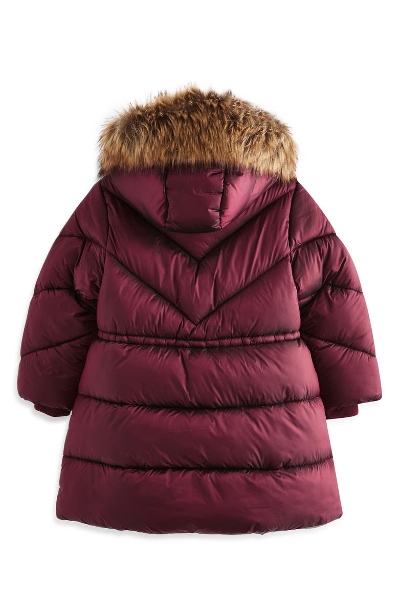 NEXT Kids' Hooded Puffer Coat with Faux Fur Trim, Alternate, color, 