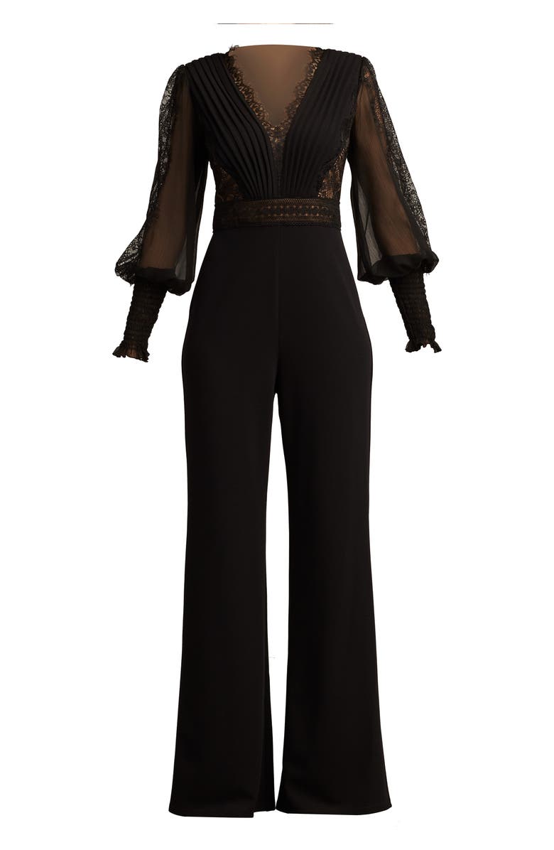 Tadashi Shoji Pintuck Pleat Long Sleeve Jumpsuit, Alternate, color,