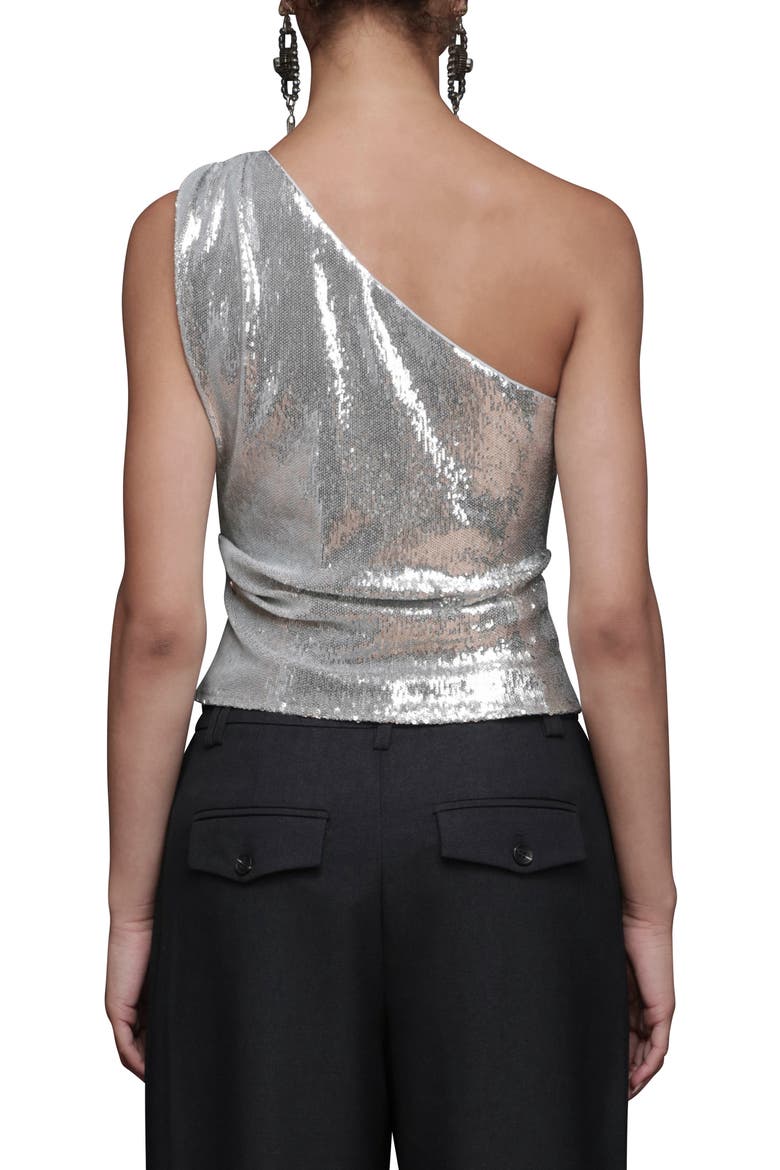 One-Shoulder Sequin Tank Top, Alternate, color, SILVER