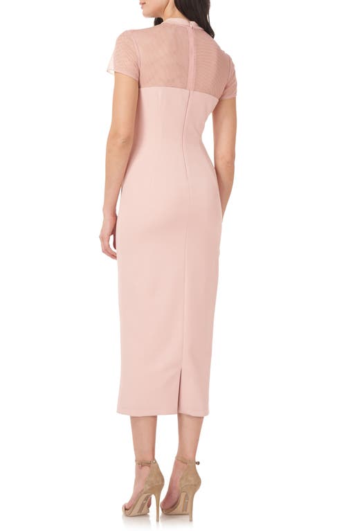 Js Collections Roselle Bow Detail Cocktail Midi Dress In Blush