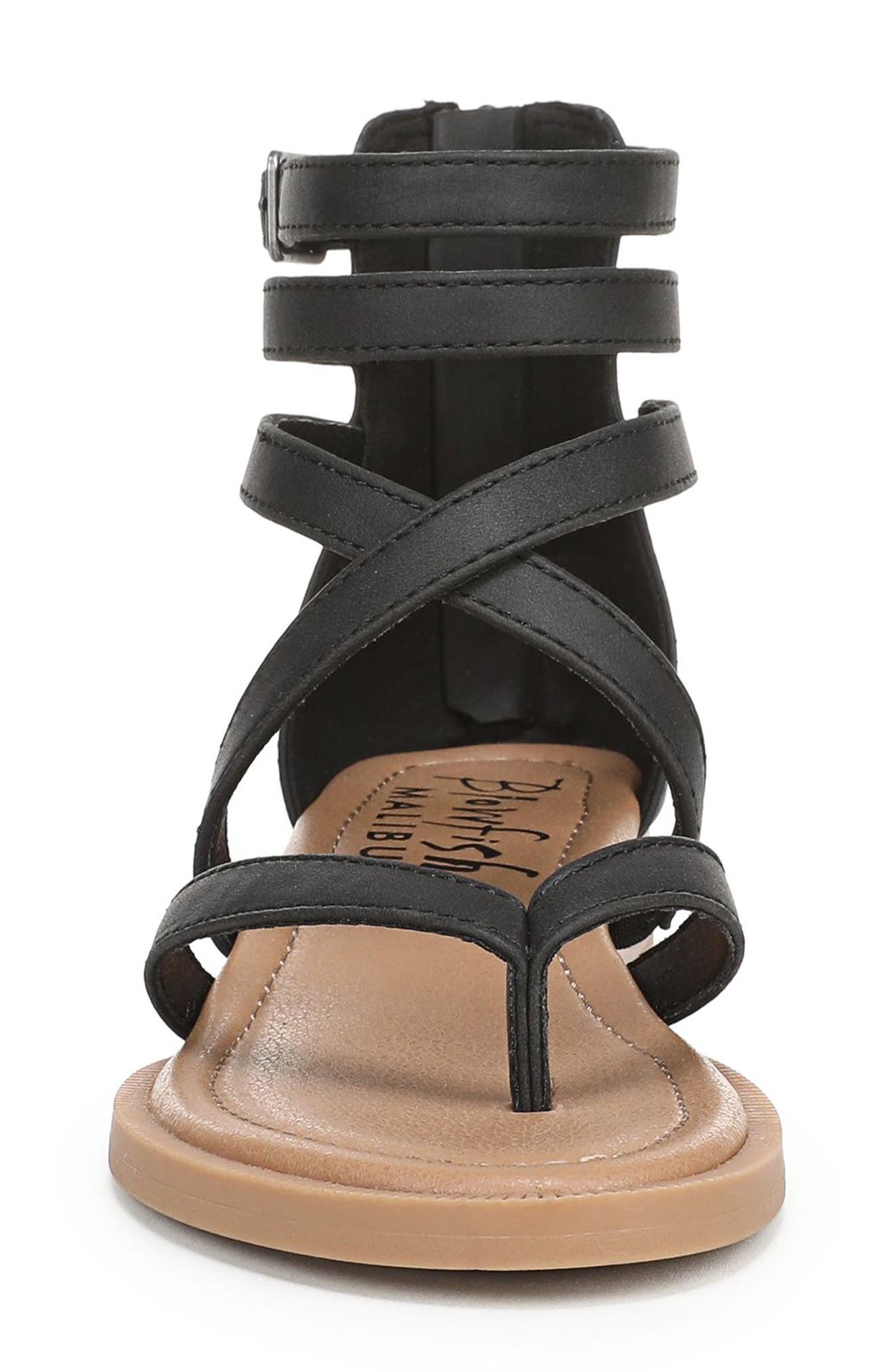 Blowfish Malibu Adrian Strappy Sandal, Alternate, color, Black Faux Leather