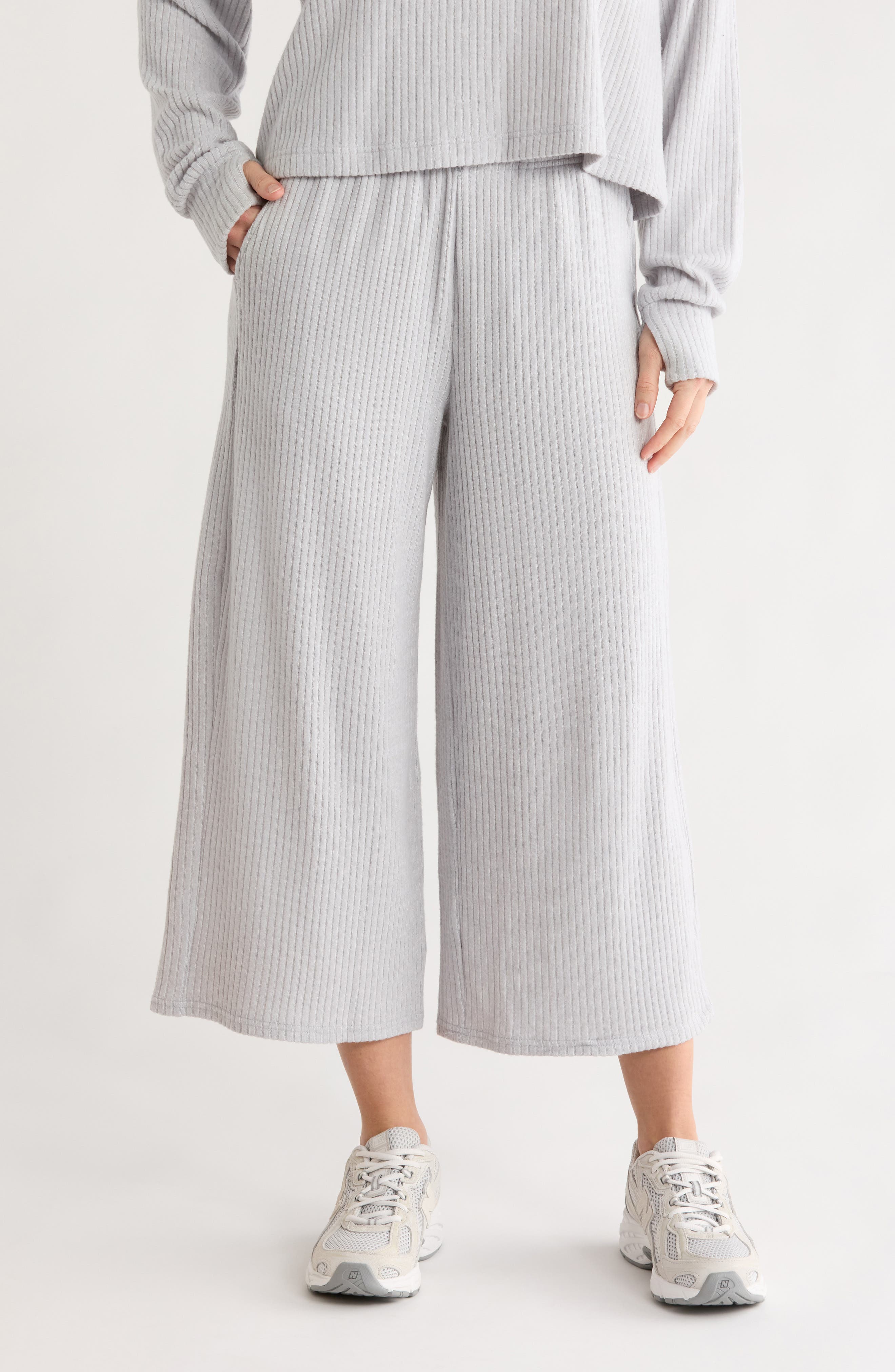 90 DEGREE BY REFLEX SwiftStride Rib Knit Wide Leg Pants