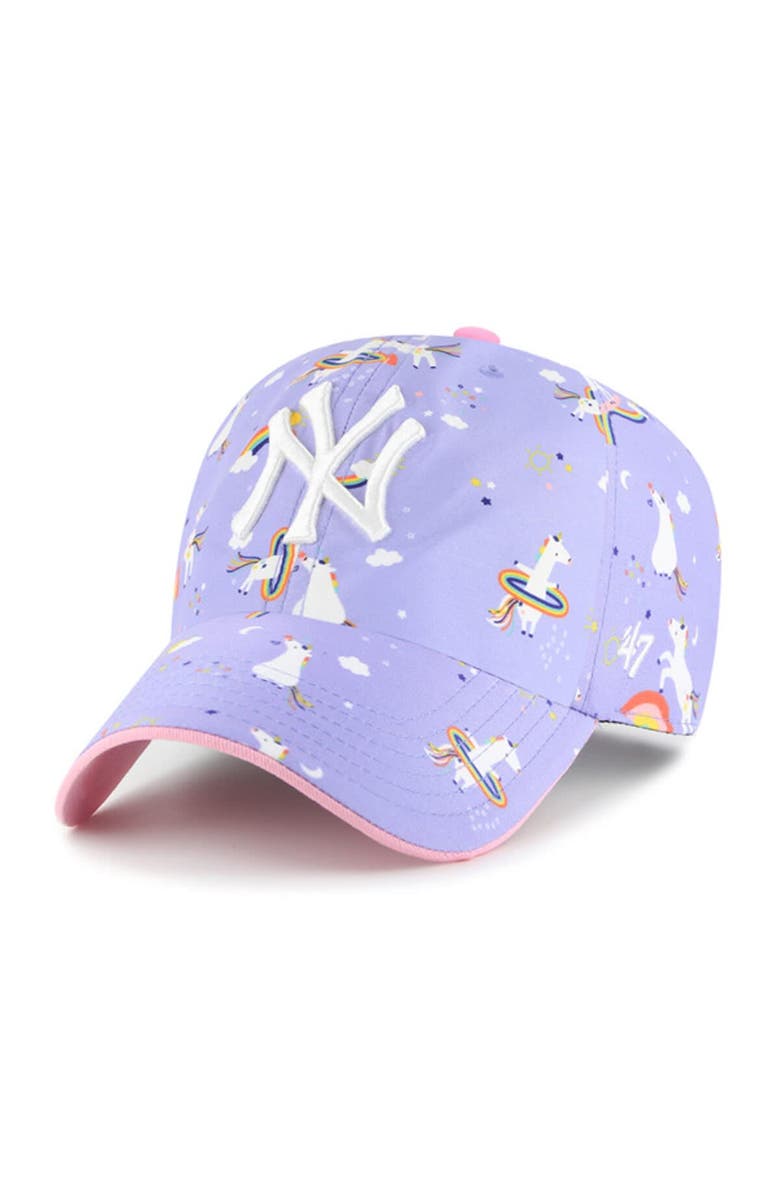 '47 Girls Youth '47  Lavender New York Yankees Unicorn Clean Up Adjustable Hat, Main, color, Lavender