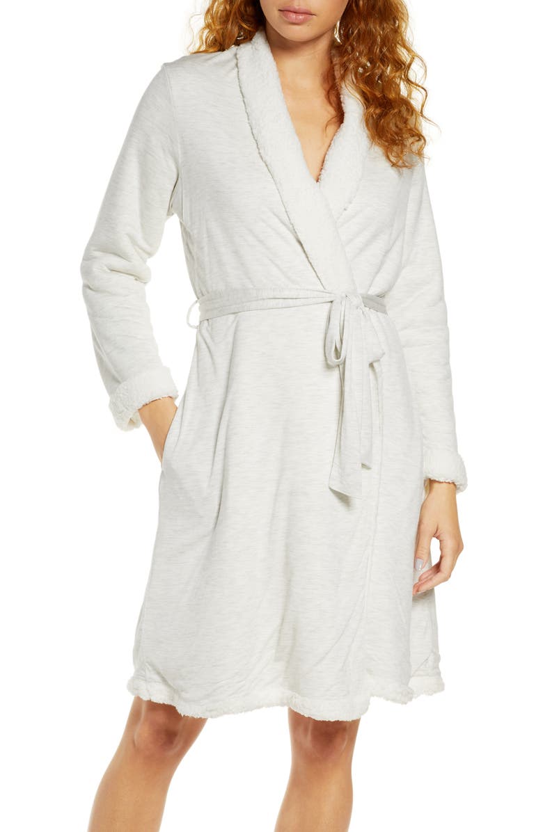 Eberjey Alpine Chic Faux Shearling Trim Robe, Main, color,