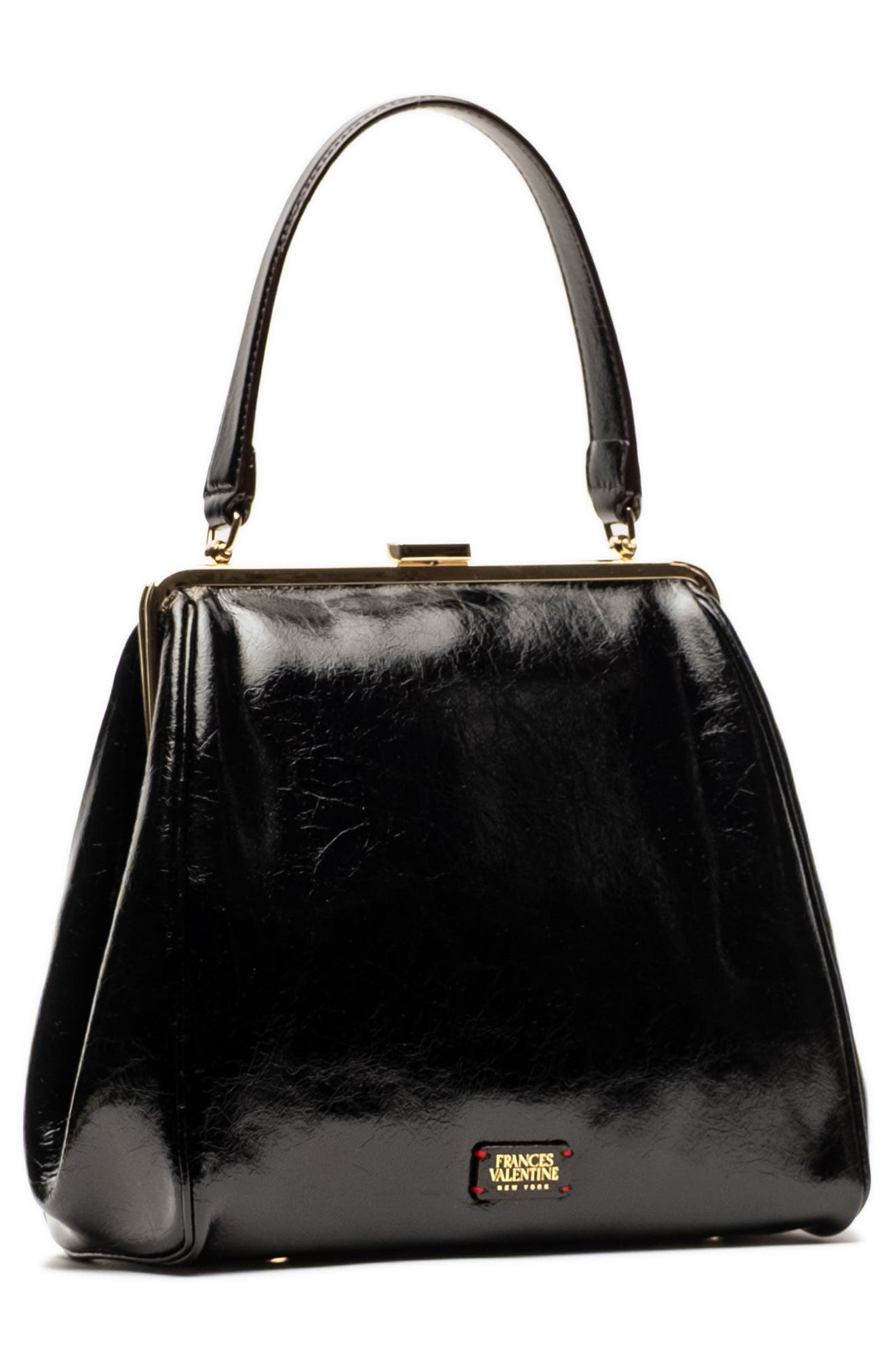 Frances Valentine Katherine Frame Leather Handbag, Alternate, color, Black