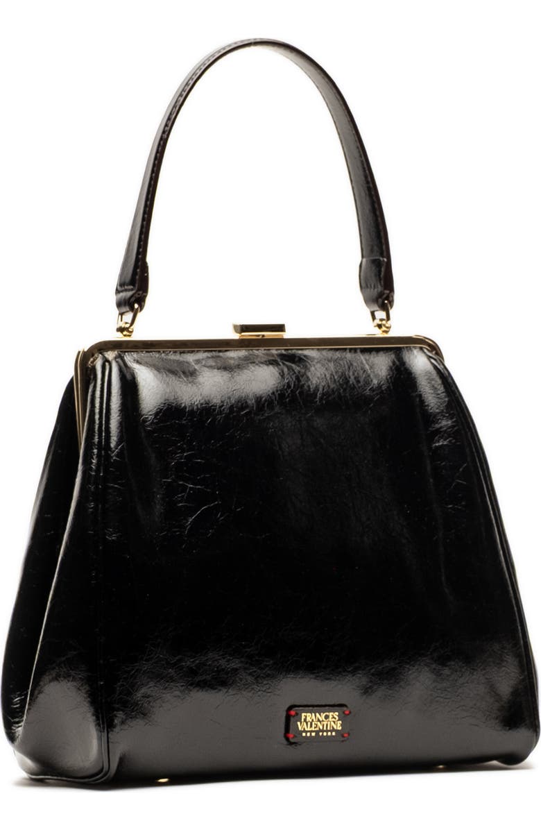 Frances Valentine Katherine Frame Leather Handbag, Alternate, color, Black