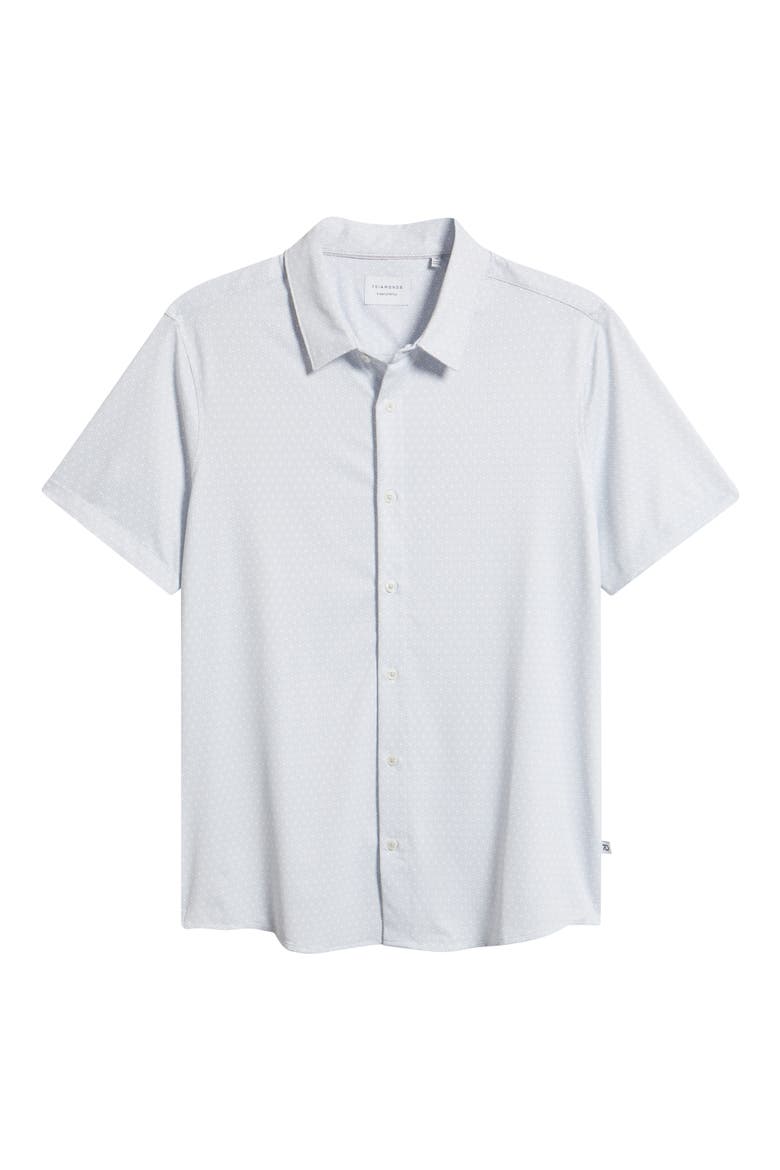 Corsica Geo Print Short Sleeve Stretch Button-Up Shirt, Alternate, color, WHITE